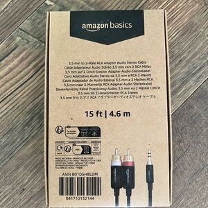 3.5mm to 2-Male RCA Adapter Audio Stereo Cable - Black and Red